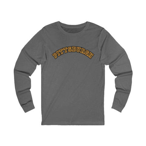 Pittsburgh Block Letters - Unisex Long Sleeve Tee Long Sleeve Shirt - YinzerShop