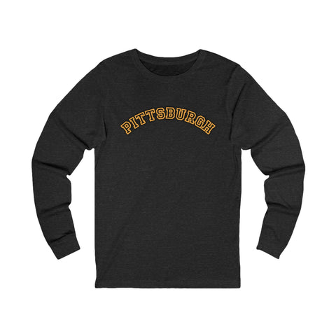 Pittsburgh Block Letters - Unisex Long Sleeve Tee Long Sleeve Shirt - YinzerShop
