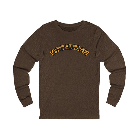 Pittsburgh Block Letters - Unisex Long Sleeve Tee Long Sleeve Shirt - YinzerShop