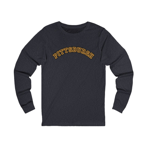 Pittsburgh Block Letters - Unisex Long Sleeve Tee Long Sleeve Shirt - YinzerShop