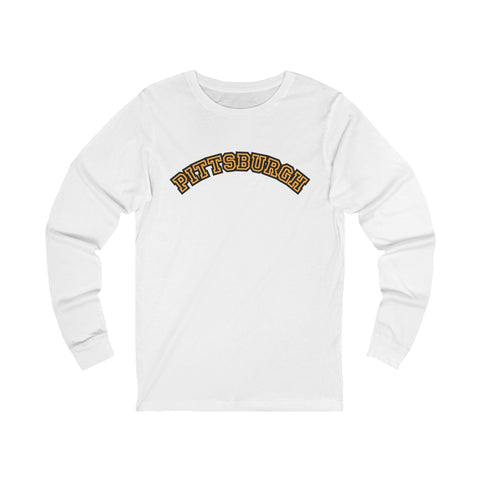 Pittsburgh Block Letters - Unisex Long Sleeve Tee Long Sleeve Shirt - YinzerShop