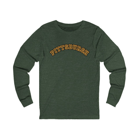 Pittsburgh Block Letters - Unisex Long Sleeve Tee Long Sleeve Shirt - YinzerShop