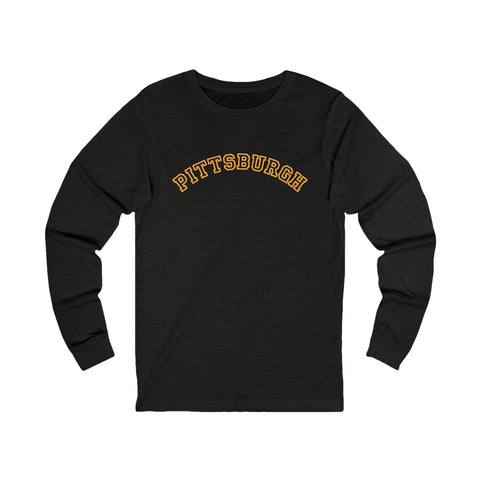 Pittsburgh Block Letters - Unisex Long Sleeve Tee Long Sleeve Shirt - YinzerShop