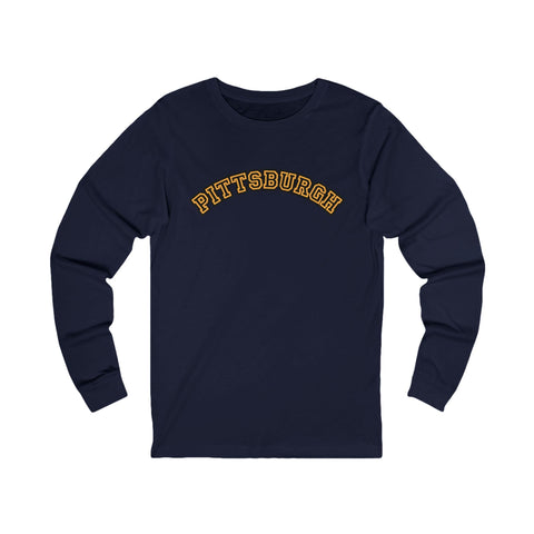Pittsburgh Block Letters - Unisex Long Sleeve Tee Long Sleeve Shirt - YinzerShop