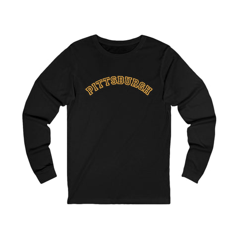 Pittsburgh Block Letters - Unisex Long Sleeve Tee Long Sleeve Shirt - YinzerShop