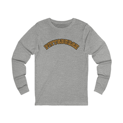 Pittsburgh Block Letters - Unisex Long Sleeve Tee Long Sleeve Shirt - YinzerShop