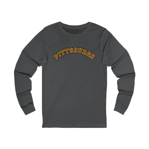 Pittsburgh Block Letters - Unisex Long Sleeve Tee Long Sleeve Shirt - YinzerShop