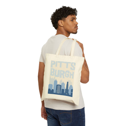 Pittsburgh Blues Cotton Tote Bag — Reusable Shopper Bag - YinzerShop