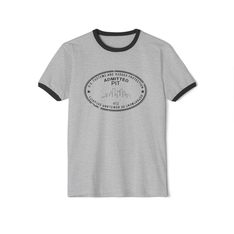 Pittsburgh Border Stamp - Next Level Unisex Cotton Ringer T-Shirt T-Shirt - YinzerShop