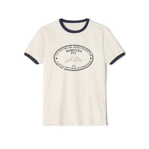 Pittsburgh Border Stamp - Next Level Unisex Cotton Ringer T-Shirt T-Shirt - YinzerShop
