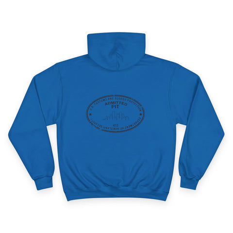 Pittsburgh Border Stamp - Print on back - Champion Hoodie Hoodie - YinzerShop