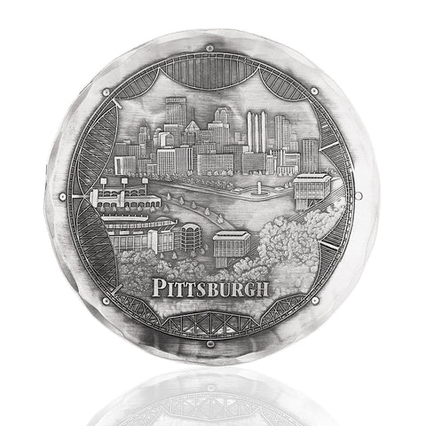 Pittsburgh Bridges Coaster – Aluminum Decorative City Skyline Drink Protector Coaster - YinzerShop