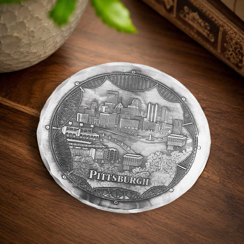 Pittsburgh Bridges Coaster – Decorative Drink Coaster with Steel City Souvenir Design - YinzerShop