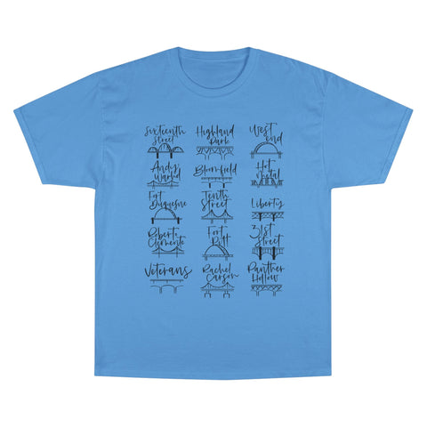Pittsburgh Bridges Doodle - Champion T-Shirt T-Shirt - YinzerShop