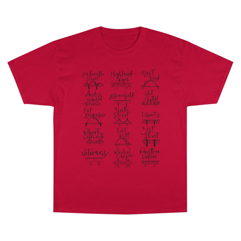 Pittsburgh Bridges Doodle - Champion T-Shirt T-Shirt - YinzerShop