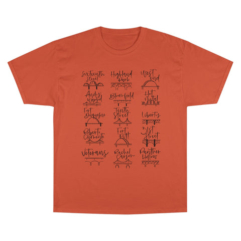Pittsburgh Bridges Doodle - Champion T-Shirt T-Shirt - YinzerShop