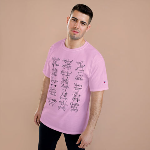 Pittsburgh Bridges Doodle - Champion T-Shirt T-Shirt - YinzerShop