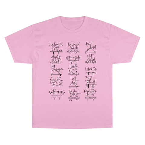 Pittsburgh Bridges Doodle - Champion T-Shirt T-Shirt - YinzerShop