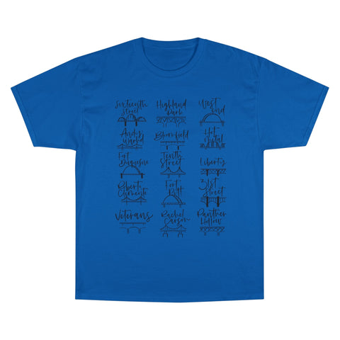Pittsburgh Bridges Doodle - Champion T-Shirt T-Shirt - YinzerShop
