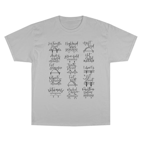 Pittsburgh Bridges Doodle - Champion T-Shirt T-Shirt - YinzerShop