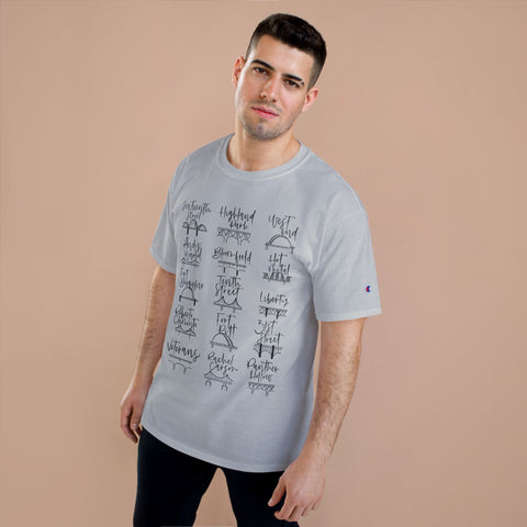 Pittsburgh Bridges Doodle - Champion T-Shirt T-Shirt - YinzerShop