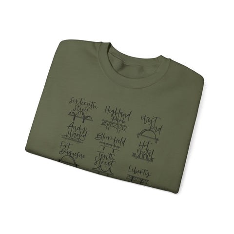 Pittsburgh Bridges Doodle - Heavy Blend™ Crewneck Sweatshirt Sweatshirt - YinzerShop