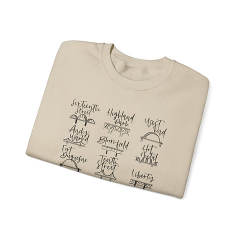 Pittsburgh Bridges Doodle - Heavy Blend™ Crewneck Sweatshirt Sweatshirt - YinzerShop