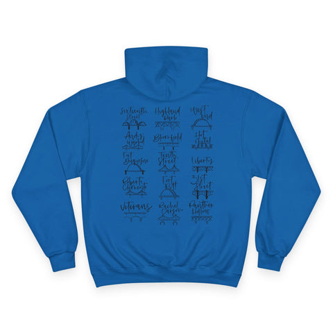 Pittsburgh Bridges Doodle - Print on back - Champion Hoodie Hoodie - YinzerShop