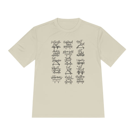 Pittsburgh Bridges Doodle - Sport-Tek Unisex Moisture Wicking Tee T-Shirt - YinzerShop