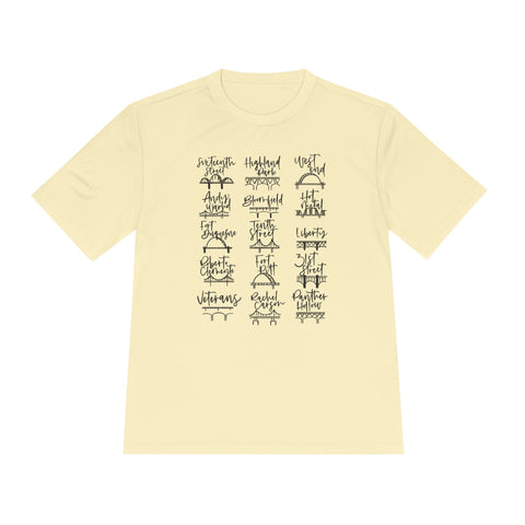 Pittsburgh Bridges Doodle - Sport-Tek Unisex Moisture Wicking Tee T-Shirt - YinzerShop