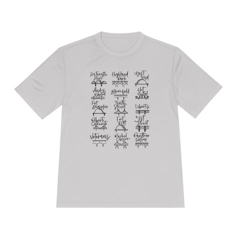 Pittsburgh Bridges Doodle - Sport-Tek Unisex Moisture Wicking Tee T-Shirt - YinzerShop