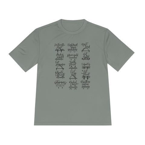 Pittsburgh Bridges Doodle - Sport-Tek Unisex Moisture Wicking Tee T-Shirt - YinzerShop