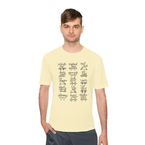 Pittsburgh Bridges Doodle - Sport-Tek Unisex Moisture Wicking Tee T-Shirt - YinzerShop