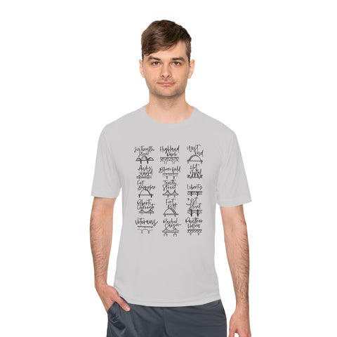 Pittsburgh Bridges Doodle - Sport-Tek Unisex Moisture Wicking Tee T-Shirt - YinzerShop