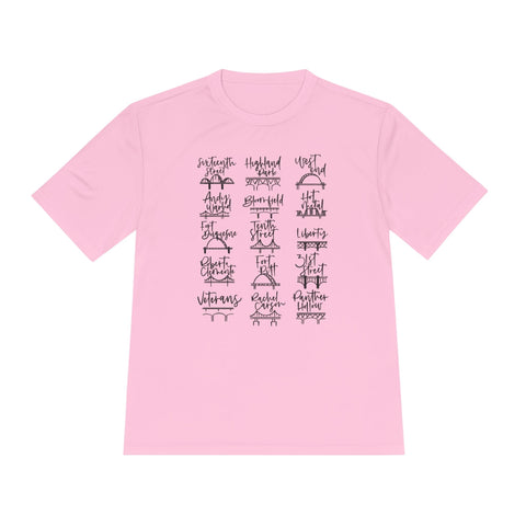 Pittsburgh Bridges Doodle - Sport-Tek Unisex Moisture Wicking Tee T-Shirt - YinzerShop