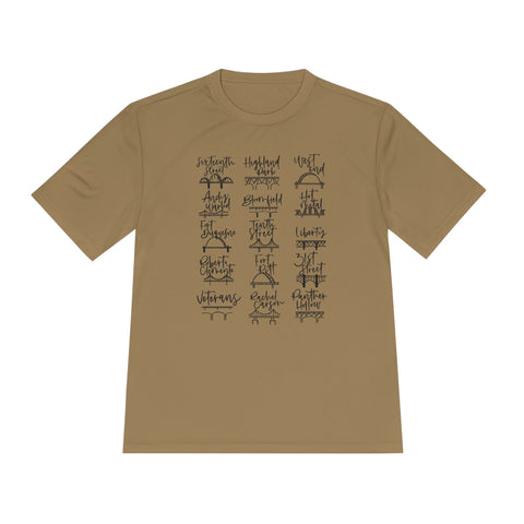 Pittsburgh Bridges Doodle - Sport-Tek Unisex Moisture Wicking Tee T-Shirt - YinzerShop