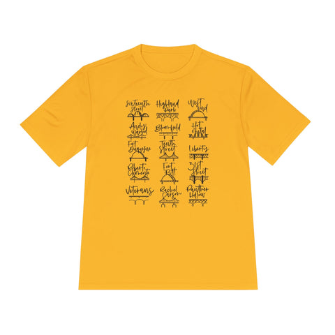 Pittsburgh Bridges Doodle - Sport-Tek Unisex Moisture Wicking Tee T-Shirt - YinzerShop