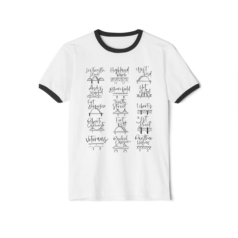 Pittsburgh Bridges Doodle - Unisex Cotton Ringer T-Shirt T-Shirt - YinzerShop