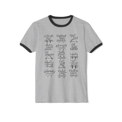 Pittsburgh Bridges Doodle - Unisex Cotton Ringer T-Shirt T-Shirt - YinzerShop