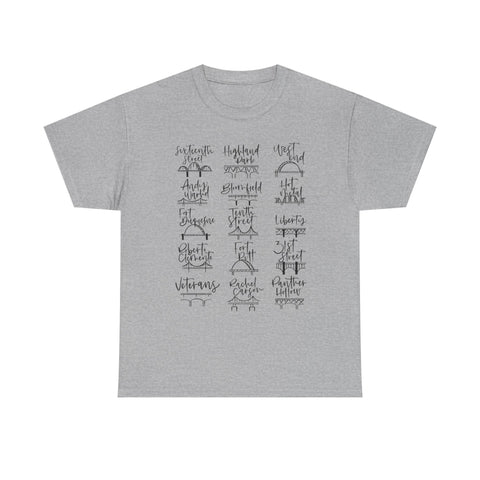 Pittsburgh Bridges Doodle - Unisex Heavy Cotton Tee T-Shirt - YinzerShop