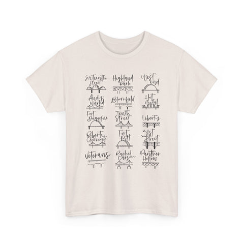 Pittsburgh Bridges Doodle - Unisex Heavy Cotton Tee T-Shirt - YinzerShop