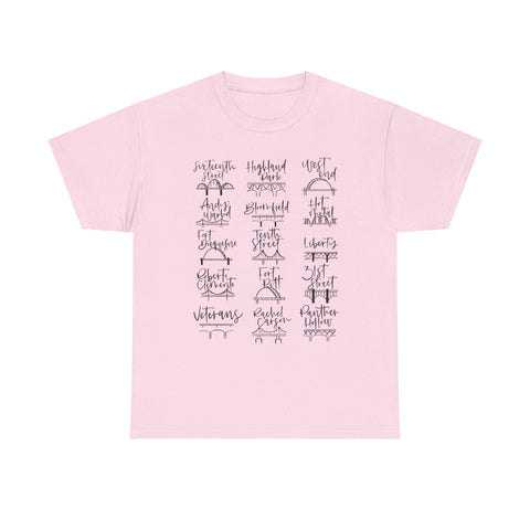 Pittsburgh Bridges Doodle - Unisex Heavy Cotton Tee T-Shirt - YinzerShop