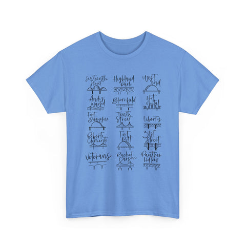 Pittsburgh Bridges Doodle - Unisex Heavy Cotton Tee T-Shirt - YinzerShop