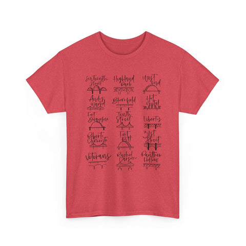 Pittsburgh Bridges Doodle - Unisex Heavy Cotton Tee T-Shirt - YinzerShop