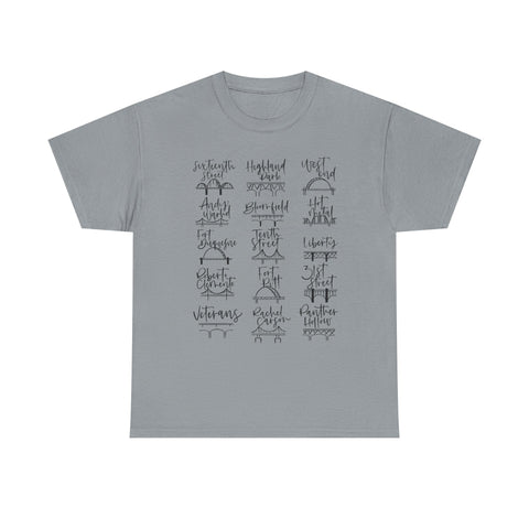 Pittsburgh Bridges Doodle - Unisex Heavy Cotton Tee T-Shirt - YinzerShop