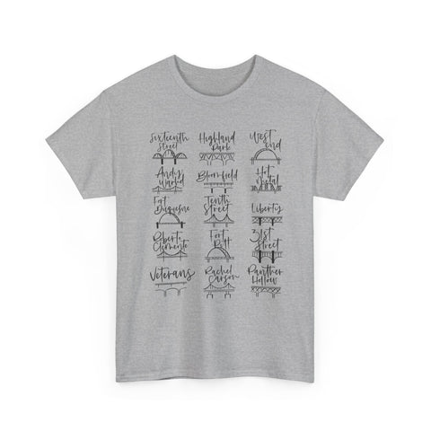 Pittsburgh Bridges Doodle - Unisex Heavy Cotton Tee T-Shirt - YinzerShop