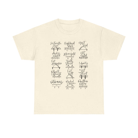 Pittsburgh Bridges Doodle - Unisex Heavy Cotton Tee T-Shirt - YinzerShop
