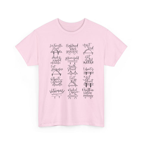 Pittsburgh Bridges Doodle - Unisex Heavy Cotton Tee T-Shirt - YinzerShop