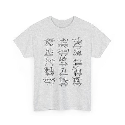 Pittsburgh Bridges Doodle - Unisex Heavy Cotton Tee T-Shirt - YinzerShop