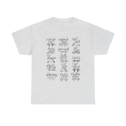 Pittsburgh Bridges Doodle - Unisex Heavy Cotton Tee T-Shirt - YinzerShop